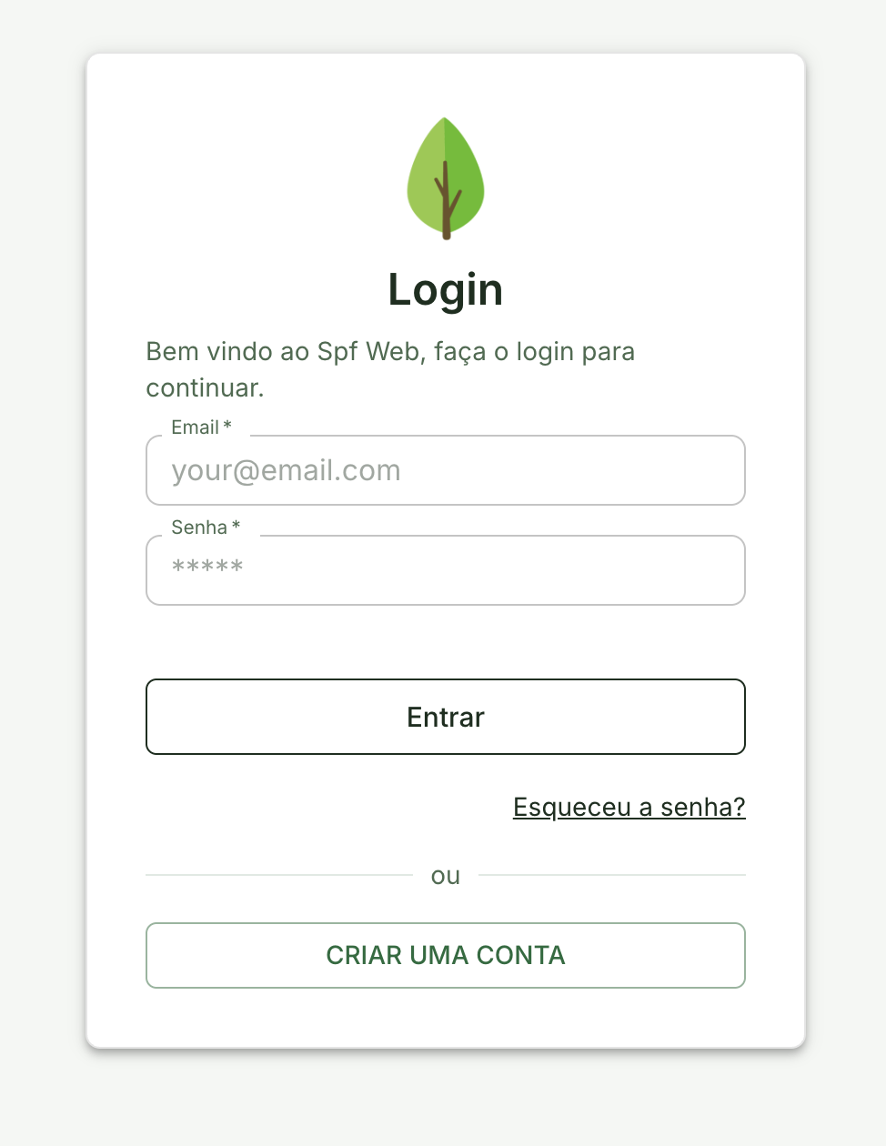 Botão Cadastre-se na tela de login